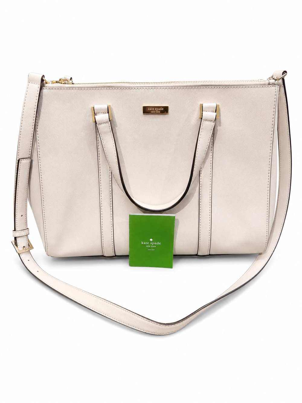 Kate Spade New York Cream/Ivory Leather Tote Satchel Crossbody Bag
